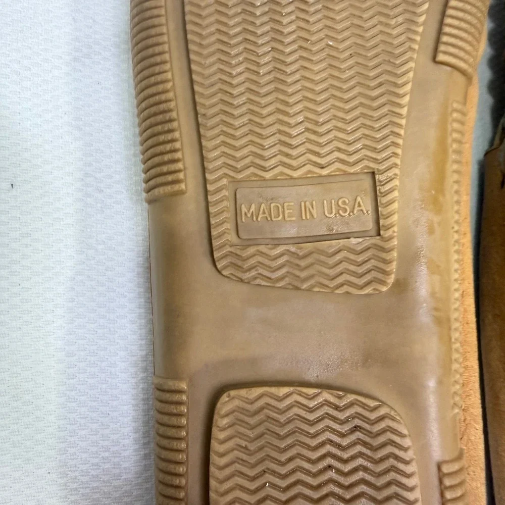 Adirondack Deerskin Leather Moccasins Tan Made in USA Mens 9 Loafers Slippers